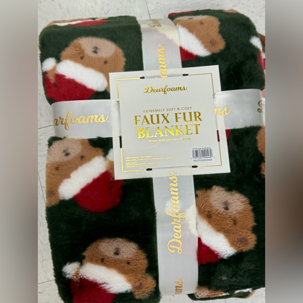 faux fur bear santa hat queen blanket